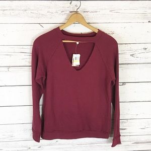 Self Esteem Keyhole Sweater Maroon Medium NWT